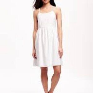 GAP Size 8 White Halter Dress, Textured Cotton Fabric, Gently Used Condition